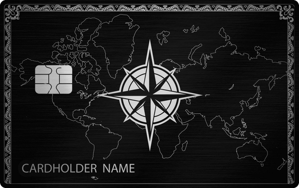 Compass Navigator metal card, engraved stainless steel by Metacards
