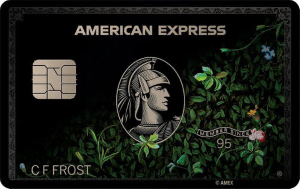 American Express card with green leaf design