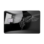 Caduceus Prestige metal card with winged emblem in glossy black finish