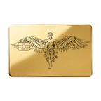 Caduceus Prestige metal card with winged emblem in glossy gold finish
