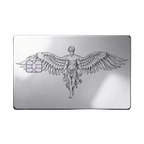 Caduceus Prestige metal card with winged emblem in glossy silver finish