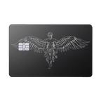 Caduceus Prestige metal card with winged emblem in matte black and silver finish