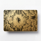 Celestial Eye luxury metal card with ornate engraved artwork in glossy gold finish