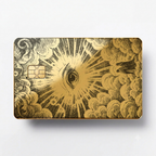 Celestial Eye luxury metal card with ornate engraved artwork in matte gold finish