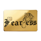 Fearless Lion luxury metal card in glossy gold finish