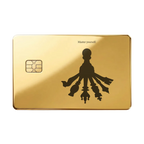 Master Yourself luxury metal card featuring a silhouette with multiple shadows in glossy gold finish