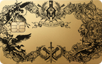 Matte gold Regal Crest luxury card with detailed ornamental crest design
