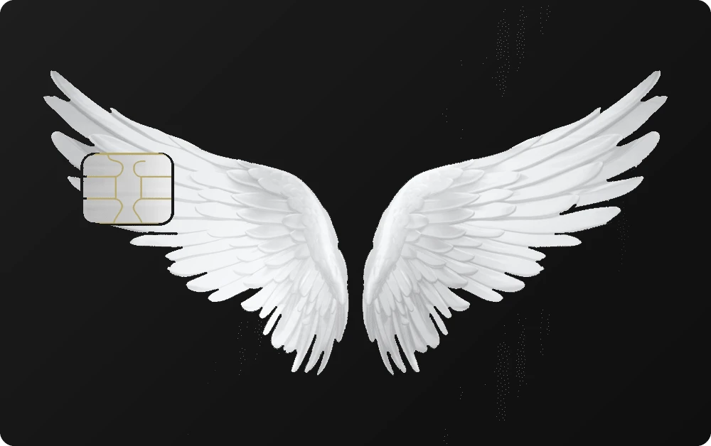 Angel Wings metal card in Black Silver