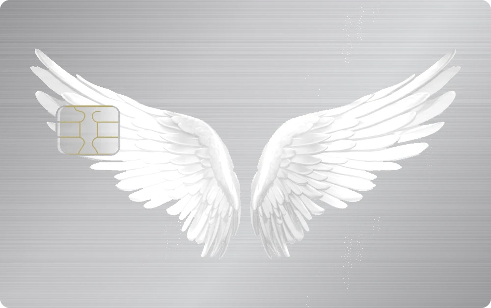 Angel Wings metal card in Brushed Silver
