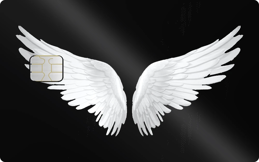Angel Wings metal card in Glossy Black Silver