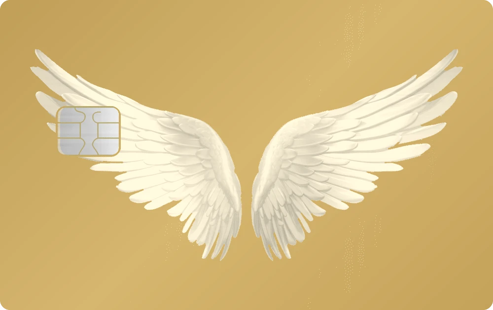 Angel Wings metal card in Matte Gold