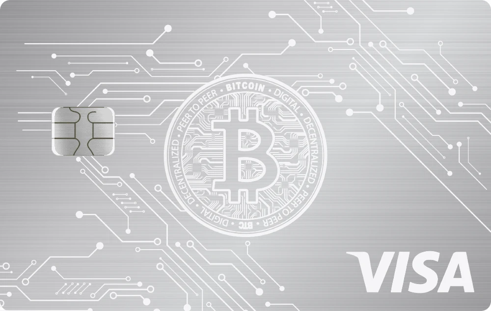 Bitcoin Circuit metal card in Brushed Silver, engraved stainless steel by Metacards