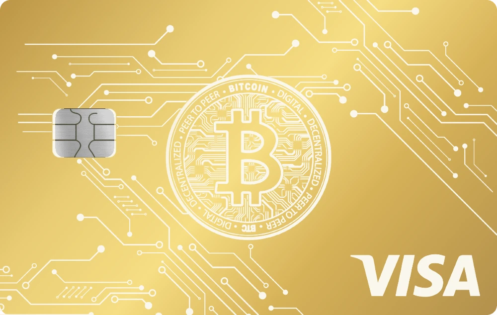 Bitcoin Circuit metal card in Glossy Gold, engraved stainless steel by Metacards