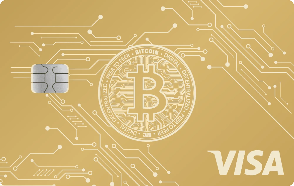 Bitcoin Circuit metal card in Matte Gold, engraved stainless steel by Metacards