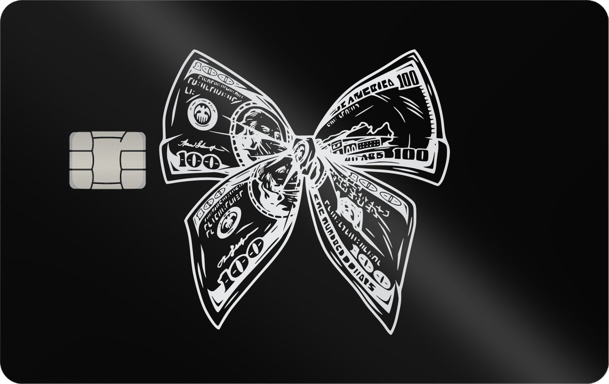 Bow of Money metal card in Glossy Black Silver