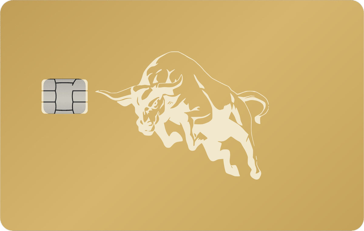 Bull metal card in Matte Gold