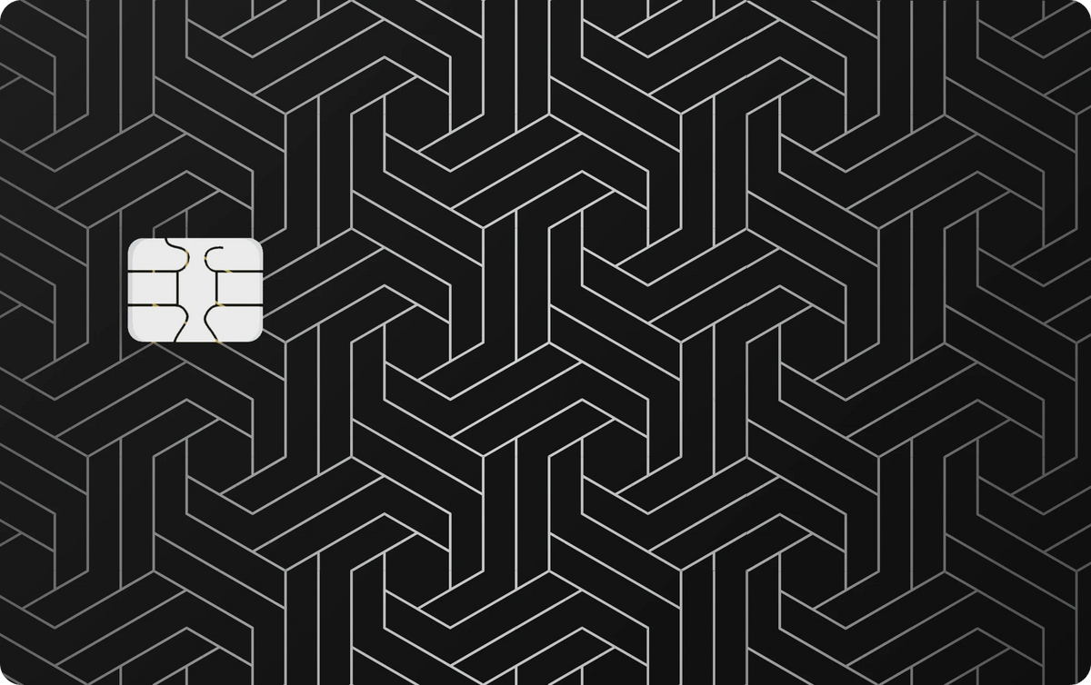 Geometric Weave metal card in Black Silver