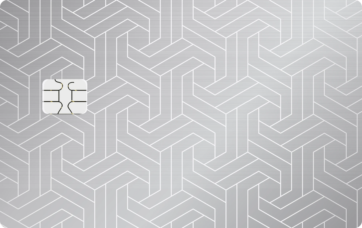 Geometric Weave metal card in Brushed Silver