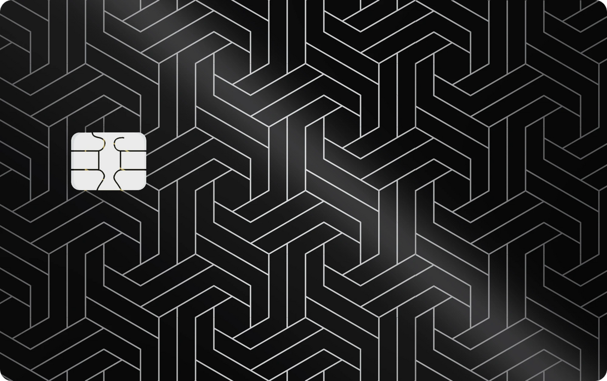 Geometric Weave metal card in Glossy Black Silver