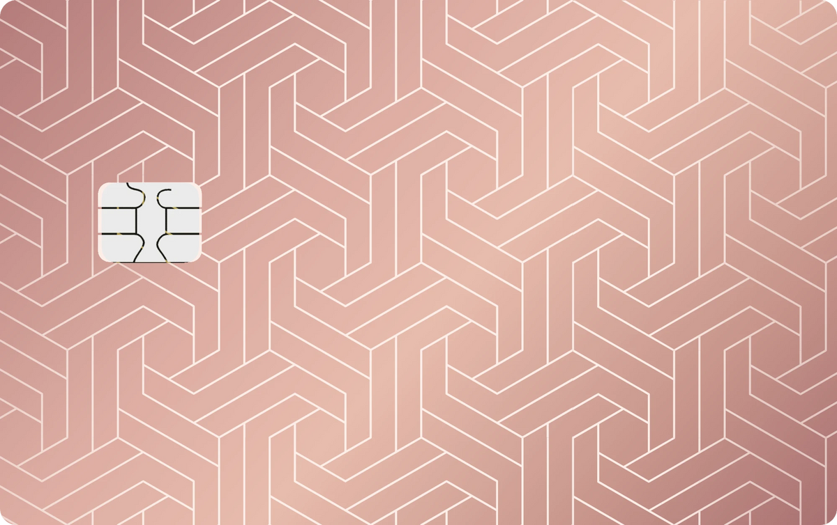 Geometric Weave metal card in Glossy Rose Gold