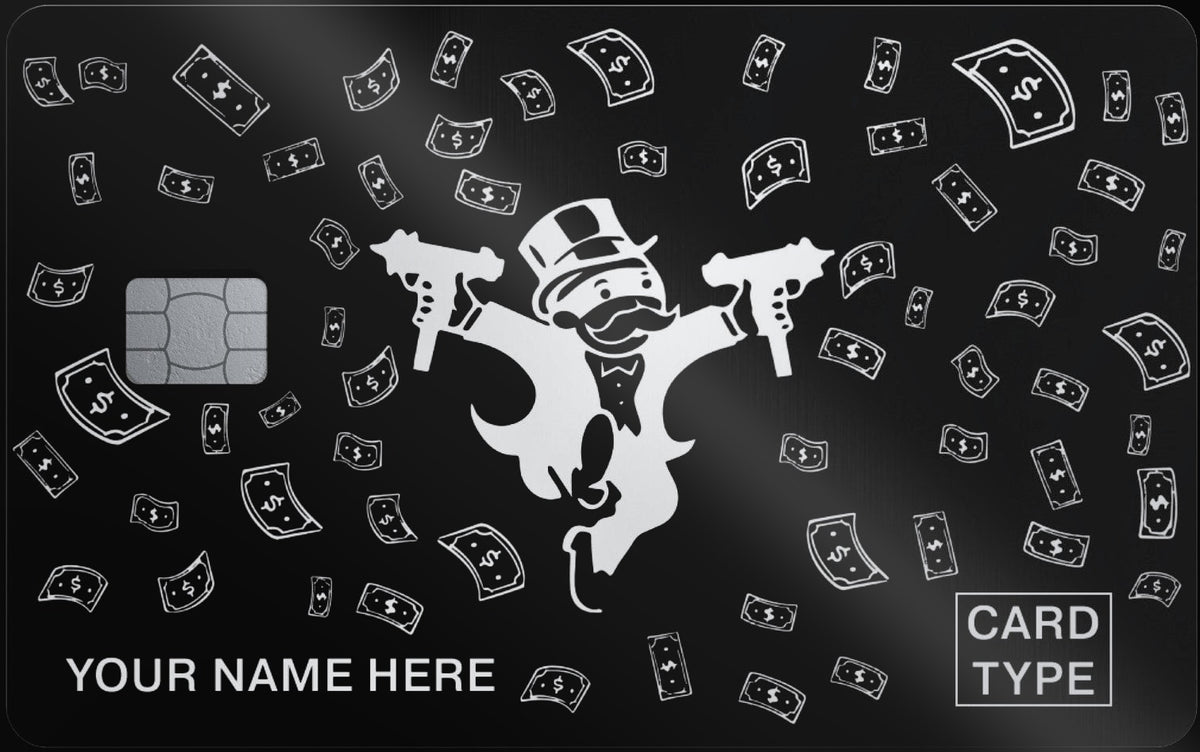 Money Rain metal card in Glossy Black Silver