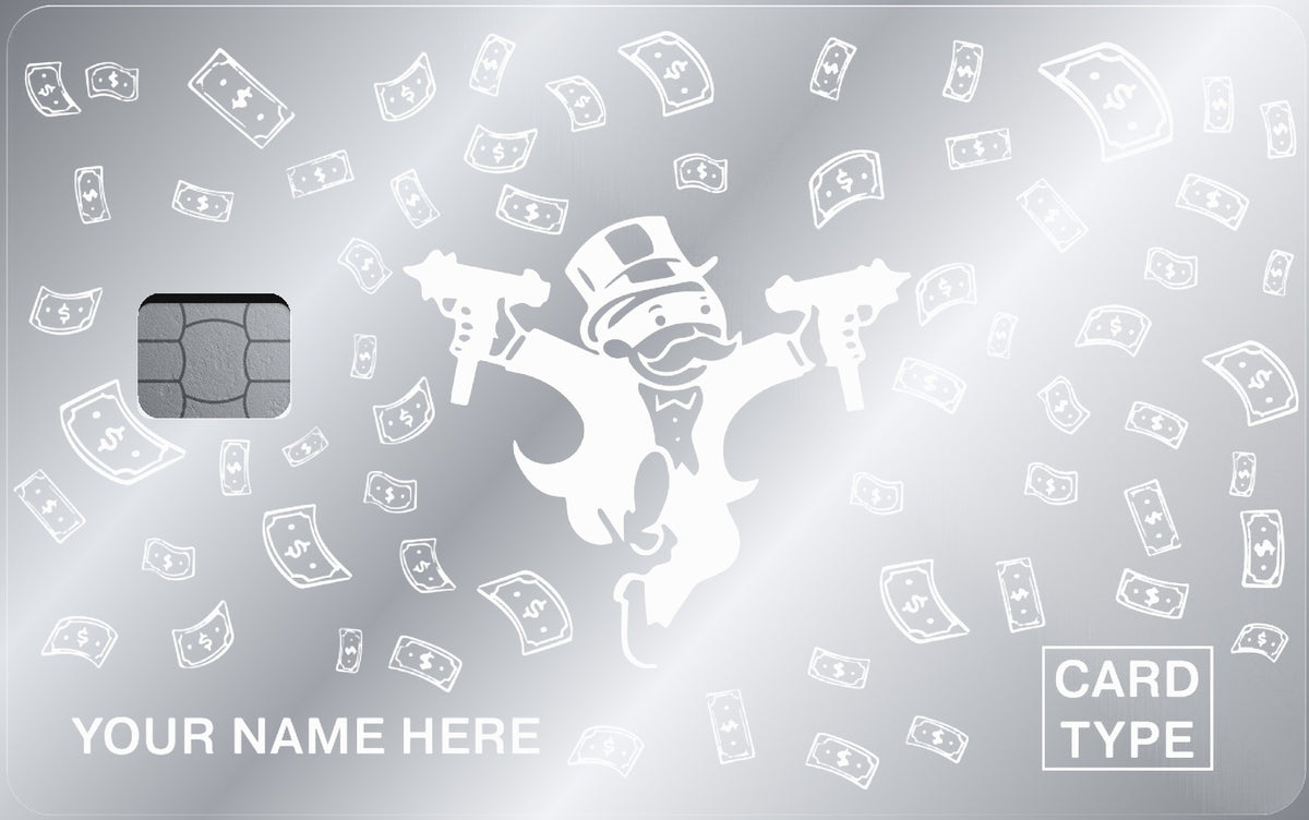Money Rain metal card in Glossy Silver