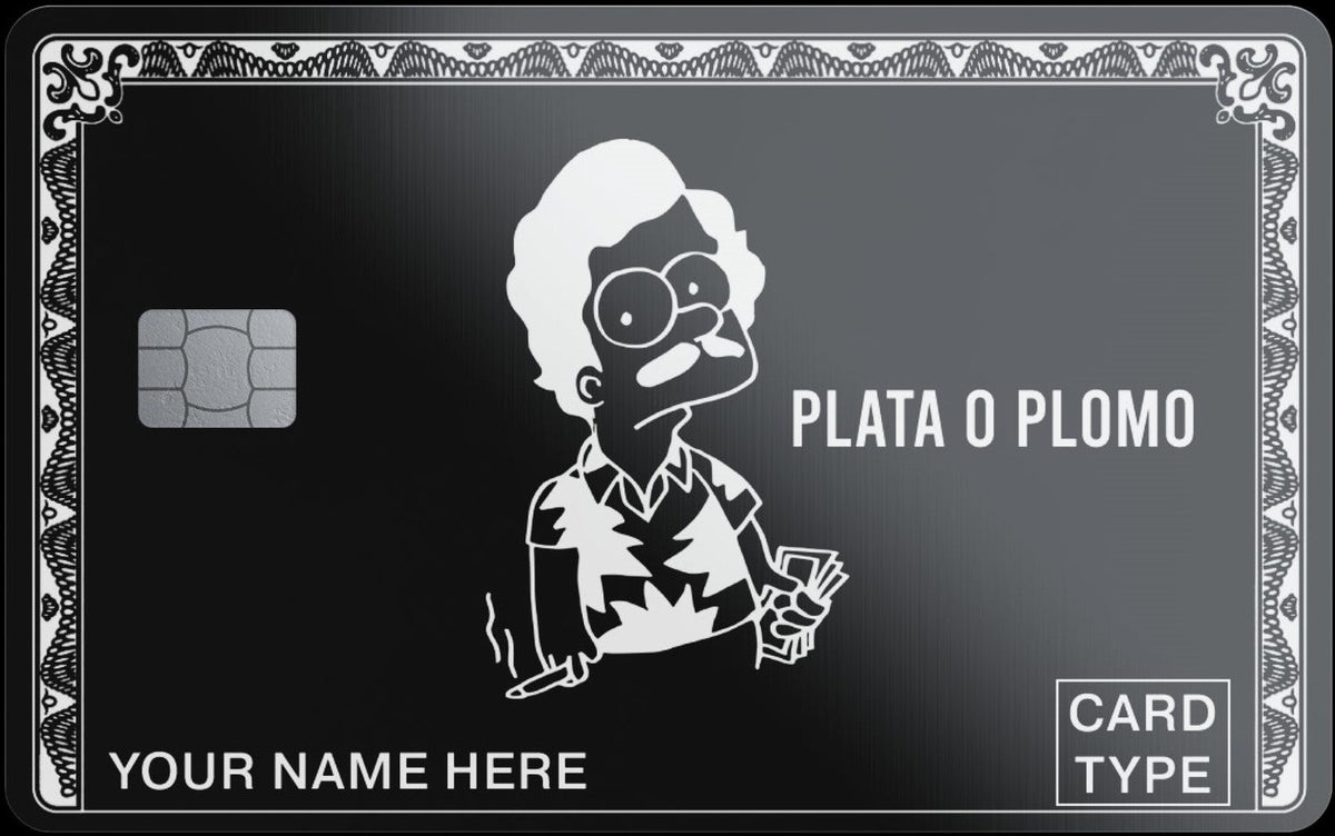 Plata o Plomo metal card, engraved stainless steel by Metacards (view 6 of 6)