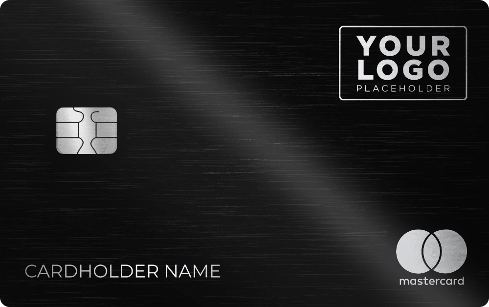 Your Logo metal card in Glossy Black Silver, engraved stainless steel by Metacards