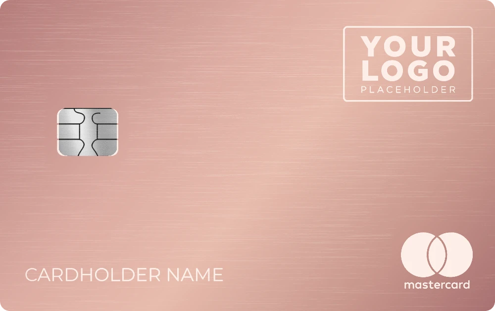 Your Logo metal card in Glossy Rose Gold, engraved stainless steel by Metacards